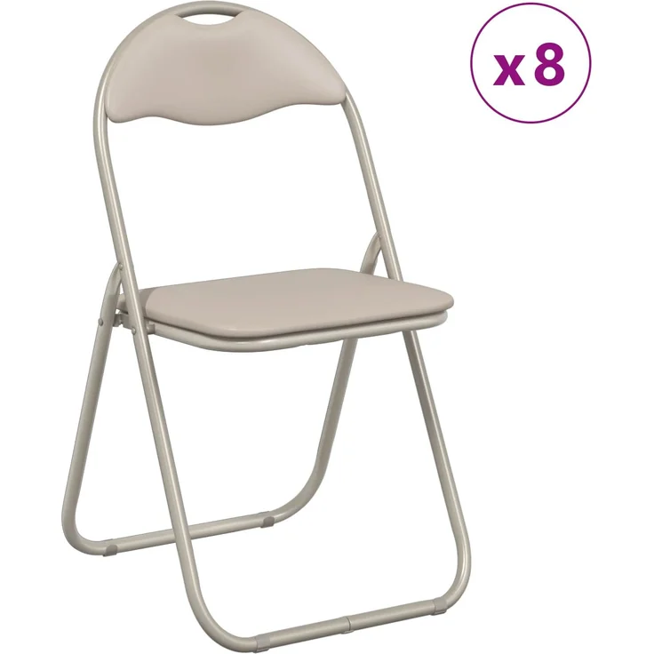 vidaXL Klappstuhl 8 pcs Sand 48 x 43,5 x 81 cm Kunstleder 42029053 – Bild 3