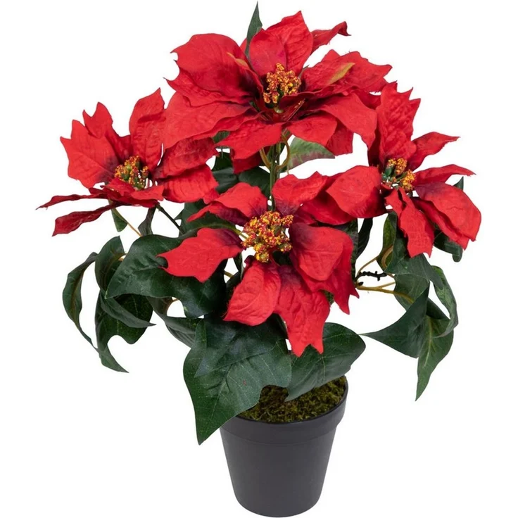 Kunstblume Weihnachtsstern im Topf 36cm PF Kunstblumen künstliche Blumen Poinsettie, Seidenblumen Roß, Höhe 36 cm, Farbe: Rot – Bild 1