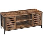 Vasagle TV-Schrank, Fernsehtisch, Lowboard mit 2 Schränken und 2 Regalebenen, Wohnzimmer, Lamellentüren, Industrie-Design, Vintage, dunkelbraun von Songmics LTV43BX