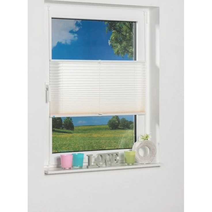 K-home Klemmfix-Plissee Palma 100x210 cm (B x L) Creme Lichtschutz +++ Moderne Crushed Optik +++ – Bild 1