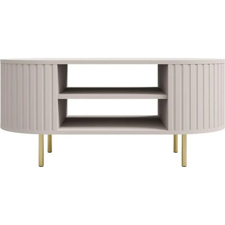 Compleo Couchtisch mit Regalen, Kaffeetisch, OVI Eiche cremona oder Beige – Bild 4