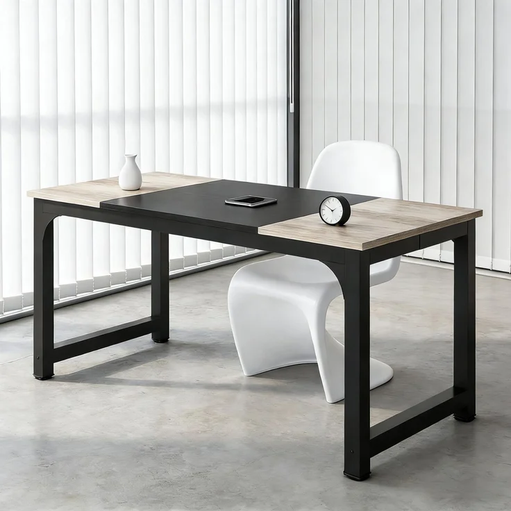 Computer-Schreibtisch,Executive-Schreibtisch,Rechteckiger Konferenztisch(nur Schreibtisch)--Schwarz + Grau--180x80x75cm--YOUDENOVA – Bild 5