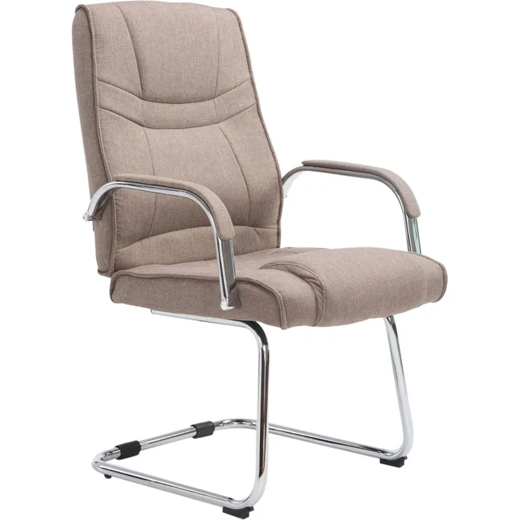 CLP 'Attila' Besucherstuhl mit Metallgestell und Armlehne, Taupe, Stoff