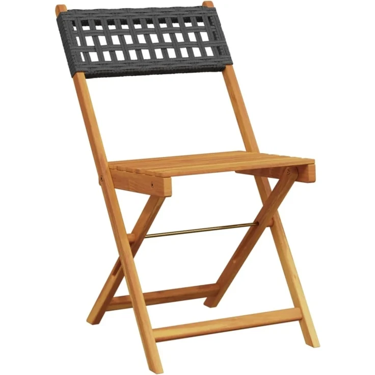 vidaXL Bistrostühle 2 Stk. Schwarz Massivholz Akazie und Poly Rattan 367675 – Bild 9