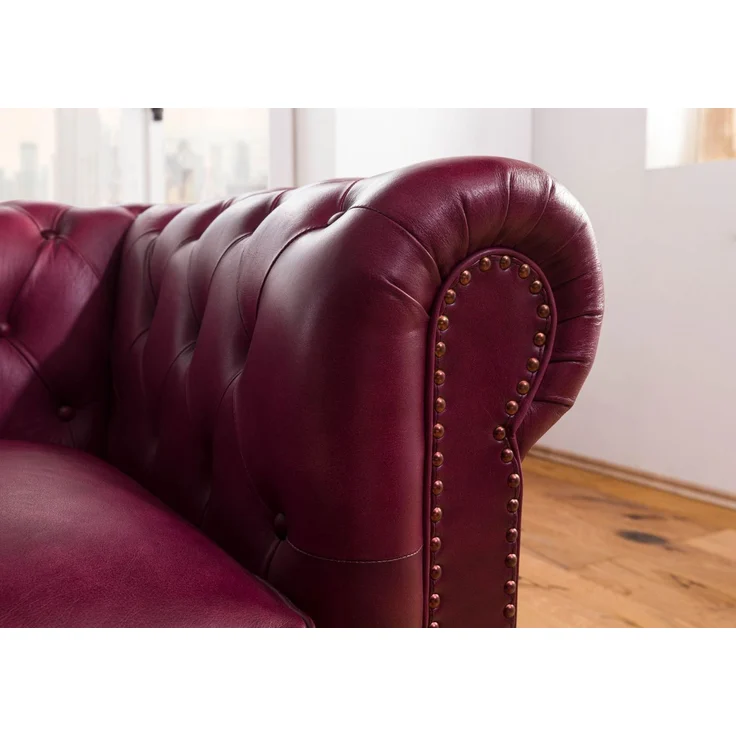 Sessel Echtleder 105x82x75 rot CHESTERFIELD #402 – Bild 7