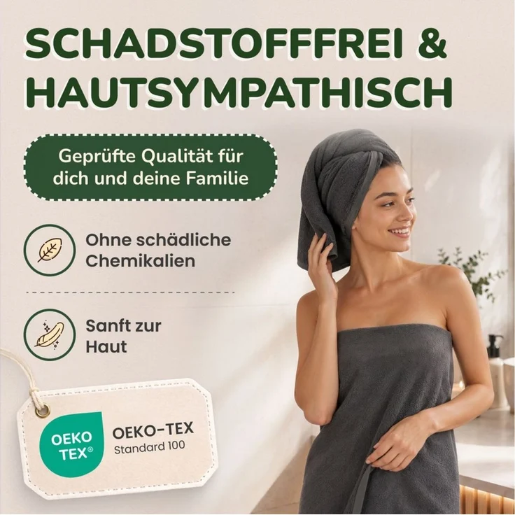 leevitex® Handtücher 8er-Set, 50 × 100 cm, aus 100% Baumwolle, Anthrazit, Frottee (Set, 8-St), OEKO-TEX® STANDARD 100 zertifiziert und hochwertig verarbeitet – Bild 3