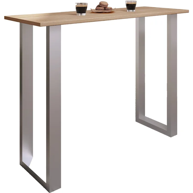 VCM Bartisch Xona 920130 Silber / Sonoma-Eiche H. 102 x B. 140 x T. 50 cm