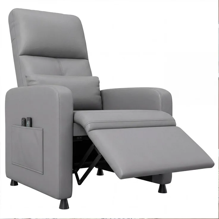 IDEALHOUSE Relaxsessel Fernsehsessel Elektrisch, Massagesessel mit Wärmefunktion, PU-Leder Einzelsessel, 2 Seitentaschen & USB-Anschluss, TV Sessel für Wohnzimmer Komfort Einzelsessel