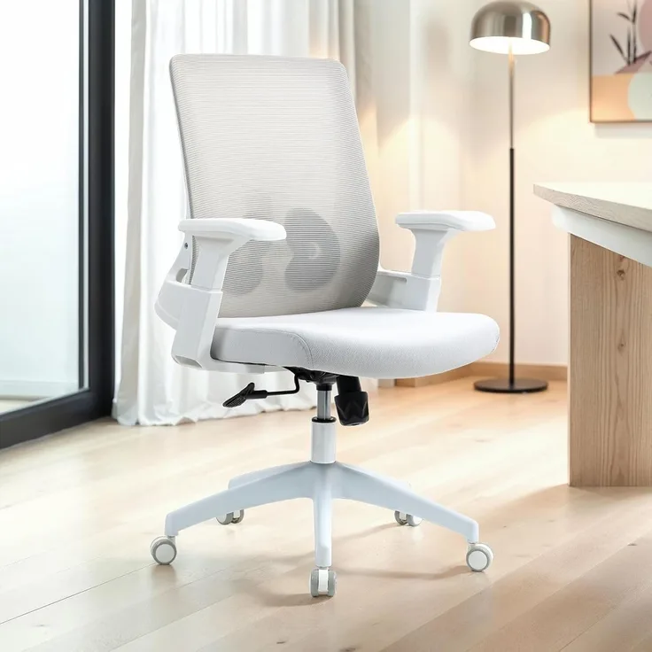 IDIMEX Drehstuhl CAPVAL, Drehstuhl höhenverstellbar mit Lendenstütze & Mesh-Rücken weiß