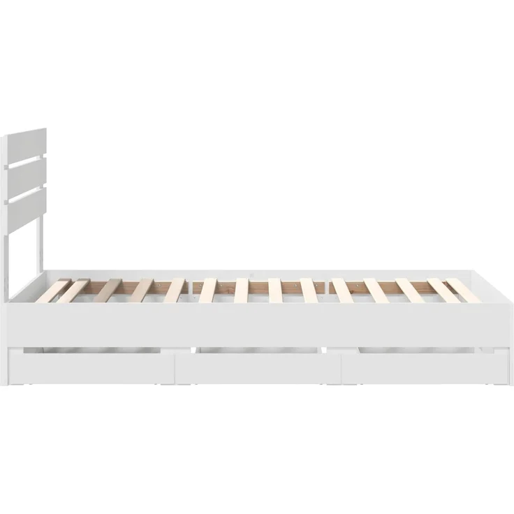 vidaXL Bettrahmen mit Schubladen Weiß 90x200 cm Ingenieurs Holz 3411534 – Bild 8