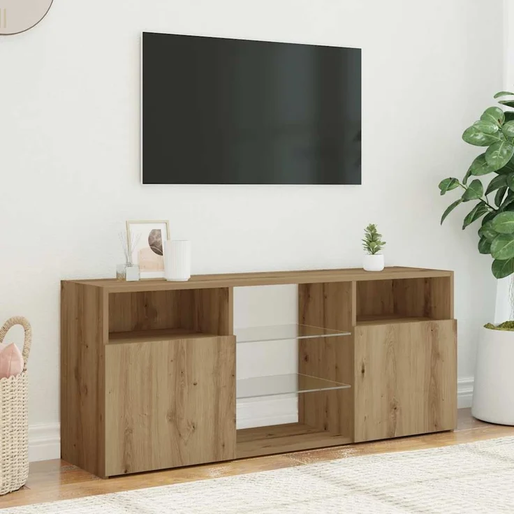 vidaXL TV-Schrank mit LED-Leuchten Artisan-Eiche 120x30x50 cm 856352 – Bild 2