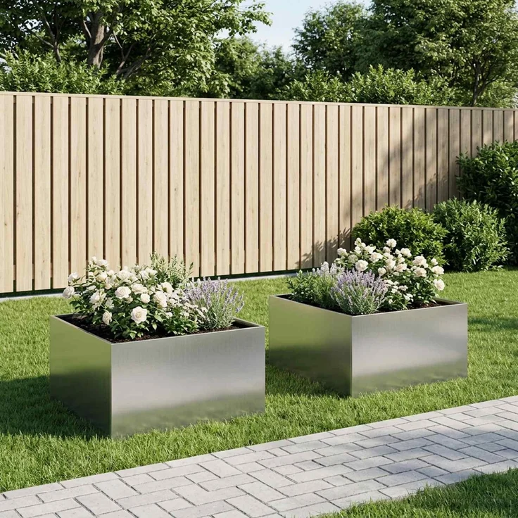 vidaXL Garten-Pflanzgefäß 2 stk. Silber 100 x 100 x 40 cm 8005131 – Bild 1