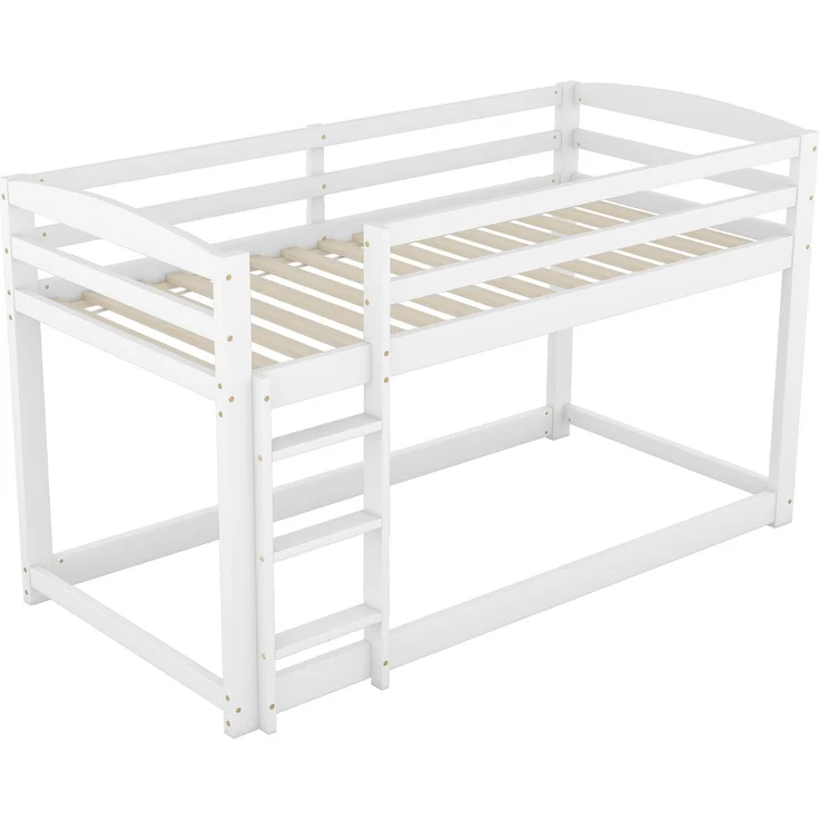 Kinder Etagenbett 90x200 cm,Platzsparendes Holz-Etagenbett mit Leiter und Sicherheitsgeländer,Jugendbett,Weiß – Bild 8