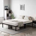 HOMAVO Metallbettgestell 180x200 cm, minimalistisches Bettgestell, rutschfestes schraubenloses Design, schwarz