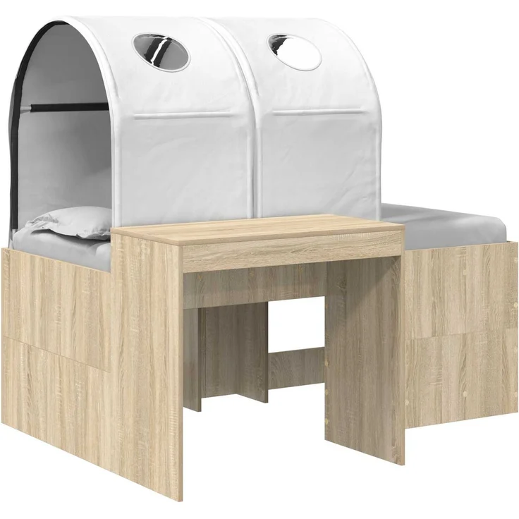 vidaXL Bett mit Tunnel 3 Stk. Artisian Eiche und Weiß Holzwerkstoff 3423521 – Bild 2