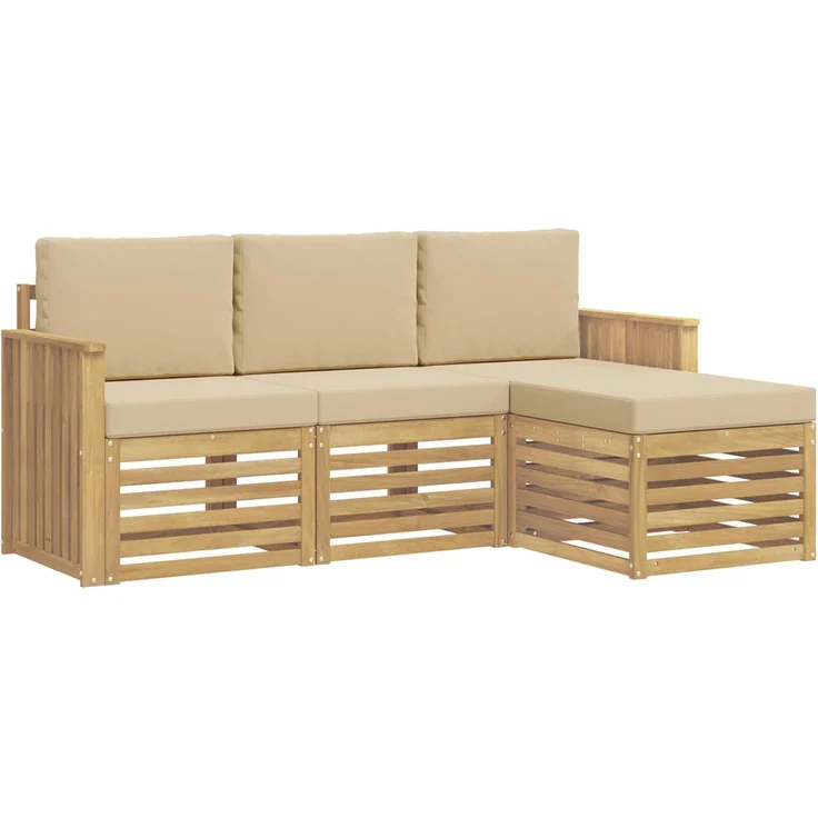 vidaXL Outdoor-Sofagarnitur 4 stk. 4-Sitzer Weiß und Beige Polyester 3391633 – Bild 2