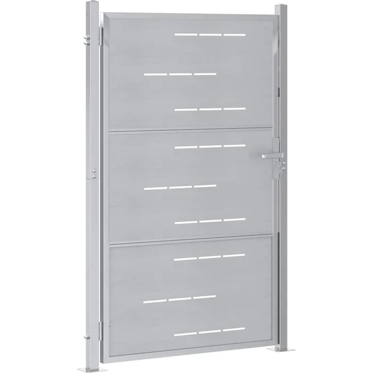 vidaXL Gartentor mit Schloss, Edelstahl silber, 85 x 120 cm – Bild 4