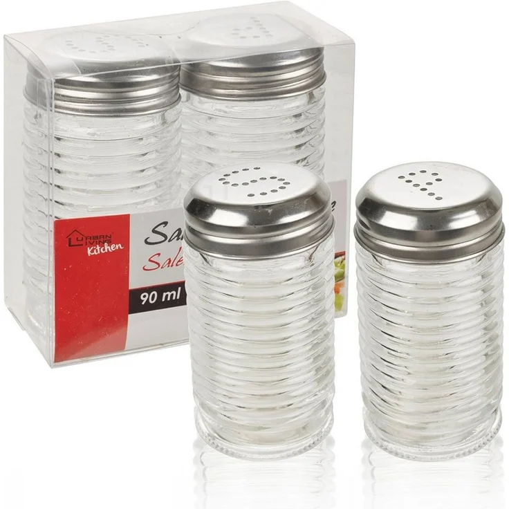 WestCraft Salz- / Pfefferstreuer Salz & Pfeffer-Set - Salzstreuer aus Glas für den Esstisch Küche, (2-tlg), 2er Set Glas Zylinder, puristisches Design (S + P 2er Set) – Bild 3