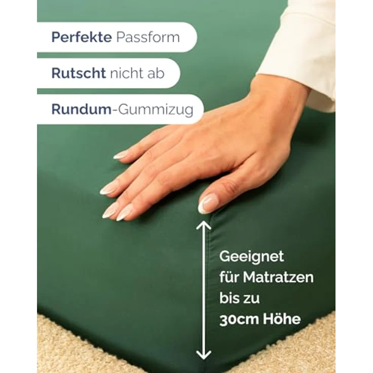 Spannbettlaken 90x200 cm Smaragdgrün - 30cm (12") Tiefe Tasche - Premium Mikrofaser Spannbetttuch - Weich und Knitterfrei - Atmungsaktiv, Hypoallergen und Oeko-TEX Standard 100 Zertifiziert – Bild 3