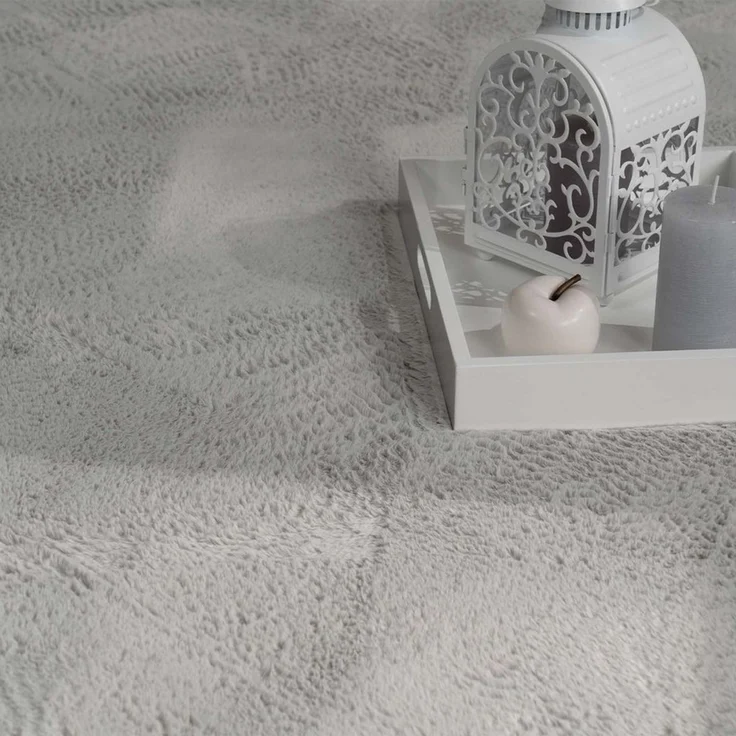 TaraCarpet Teppich Hasenfell Bora Soft, rechteckig, Höhe: 14 mm, Hasenfell grau Wohnzimmer Schlafzimmer Esszimmer 60X90 – Bild 2