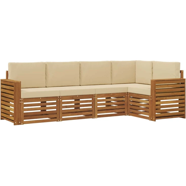 vidaXL Outdoor-Sofagarnitur 5 stk. 5-Sitzer Natur und Beige 3374818 – Bild 2