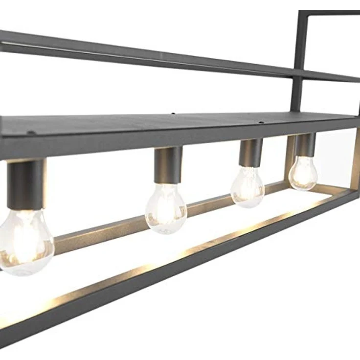 Qazqa Pendelleuchte Cage rack, ohne Leuchtmittel, E27, Schwarz, Modern, Stahl, 4-flammig – Bild 5