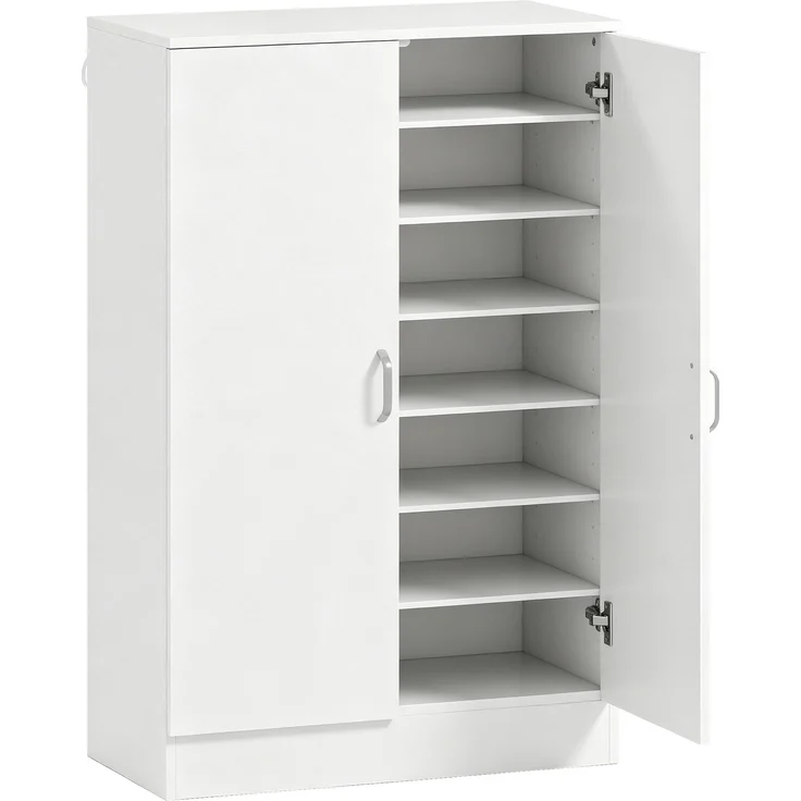 Schuhschrank mit 2 Türen, 6 verstellbare Regalböden, Soft-Close-Scharniere für 21 Paar, Weiß--Weiß--108x35x70cm--YOUDENOVA – Bild 2