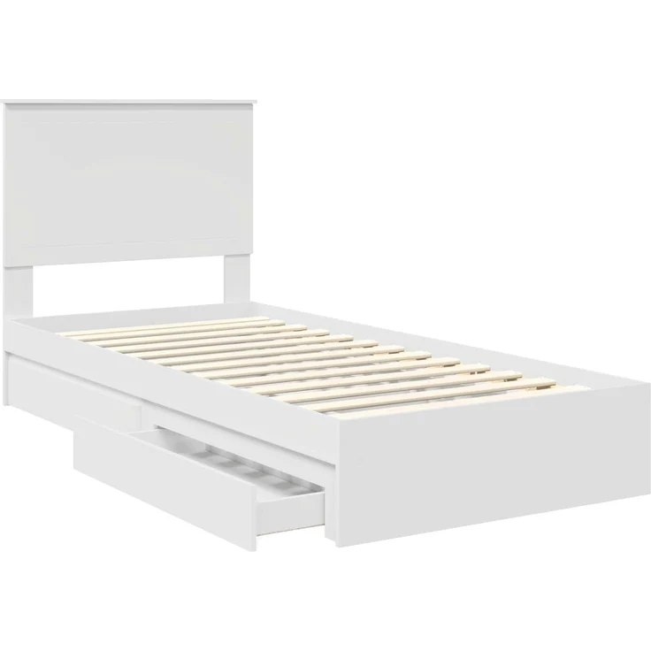 vidaXL Aufbewahrungsbett mit Kopfteil Weiß 90 x 200 cm Holzwerkstoff 3411243 – Bild 4