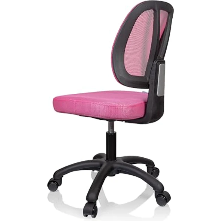 hjh OFFICE 736421 Kinder Schreibtischstuhl Kid YU 200 Netz Drehstuhl mit atmungsaktiver Rückenlehne, Rosa – Bild 10