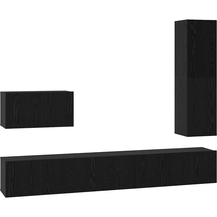vidaXL TV-Schrankset 4 pcs Schwarz Eichen-Optik Holzwerkstoff 3393328 – Bild 1