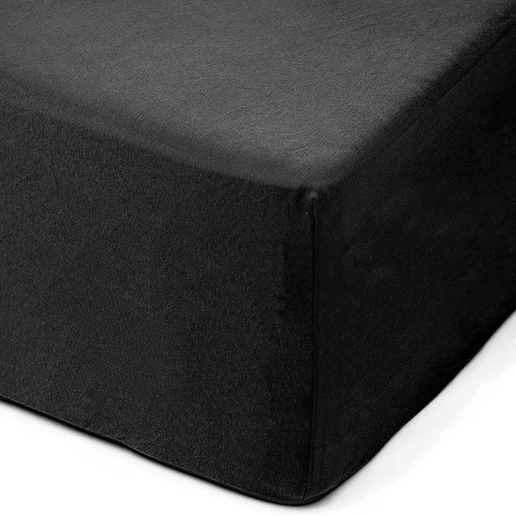 Amago - Spannbetttuch, 50 cm Steg, 100 prozent Baumwolle, 180x200 cm - Schwarz
