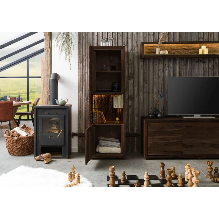 Vitrine Akazie 58x40x180 dunkelbraun lackiert BARK #202 – Bild 3