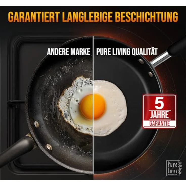 PURE LIVING INTERIOR DESIGN Bratpfanne Edelstahlpfanne, antihaftbeschichtet, 20 cm, für Induktion und alle Herde, Made in Germany – Bild 2