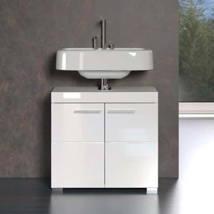 Trendteam 'Amanda' Waschbeckenunterschrank, Hochglanz, 56 x 34 x 60 cm, Weiß – Bild 3