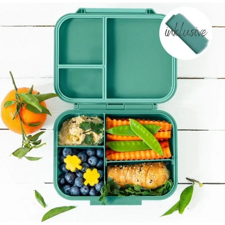LEKKABOX Lunchbox Mini Kinder Bentobox, 3 Fächer - Brotdose Vesperdose Brotbüchse, Für feuchte Lebensmittel auslaufsicher, inkl. extra Trenner – Bild 4