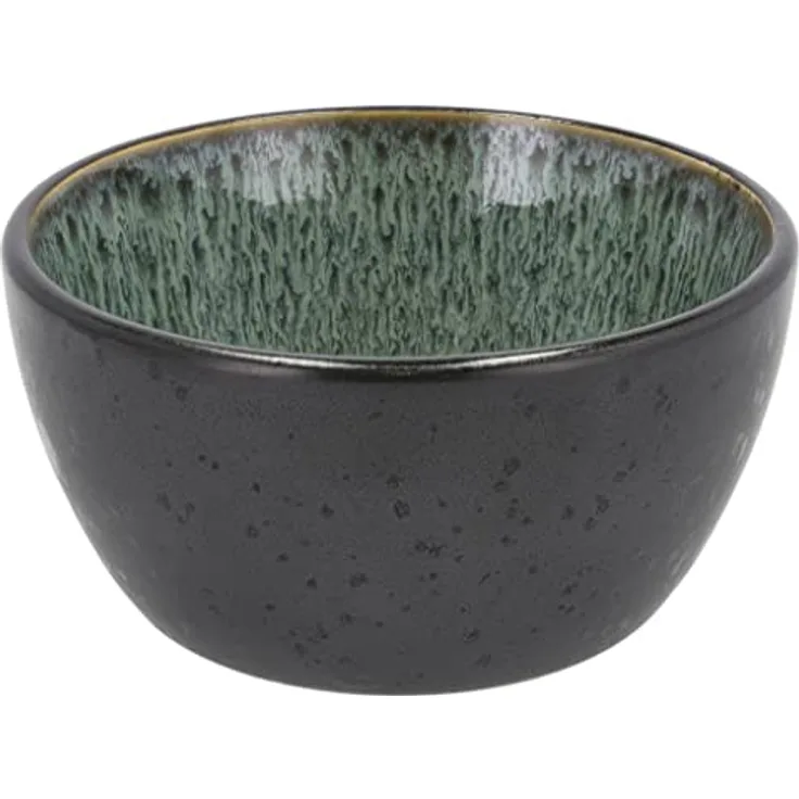 Bitz Steinzeug Schüssel schwarz / grün 12 cm