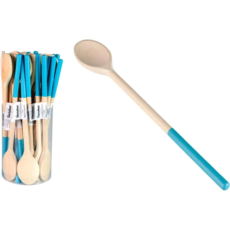 METALTEX CHROMOTHERAPY Kochlöffel oval aus Buchenholz - AQUAMARINE / Holzlöffel – Bild 2