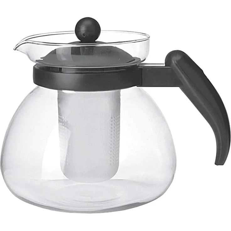 Teekanne mit Sieb 1. 5 Liter schwarz/ transparent