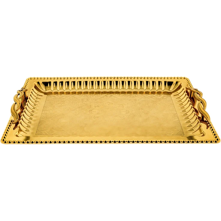 Serviertablett aus hochwertigem 18/10-Edelstahl - 2er Set, Edel & Vielseitig Gold – Bild 2