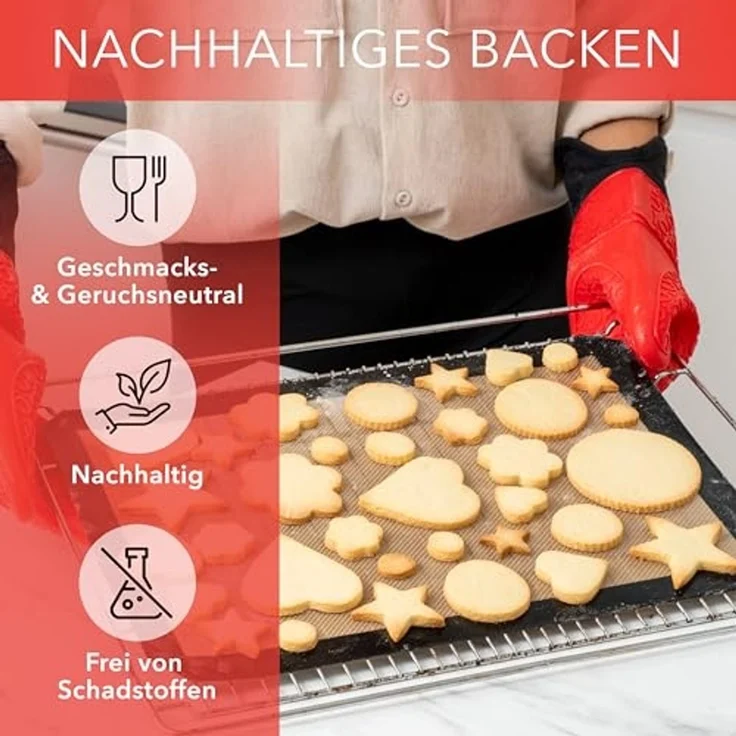AVANA Backmatte aus Silikon Wiederverwendbare Backfolie Teigmatte Backunterlage, Silikon (3er Set), antihaftbeschichtet, rutschfest, hitzebeständig – Bild 7