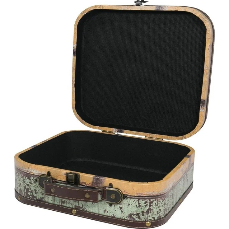 HMF Aufbewahrungsbox Kleiner Vintage Koffer aus Holz (1 St), Handgefertigter Geschenkkoffer im Fahrrad Design, 32 x 29, 5 x12 cm – Bild 2