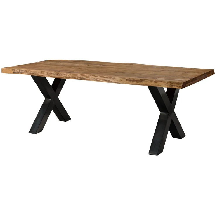 Baumtisch Sheesham 180x90x77 natur gebeizt / X-Beine anthrazit glänzend FREEFORM 5 – Bild 9