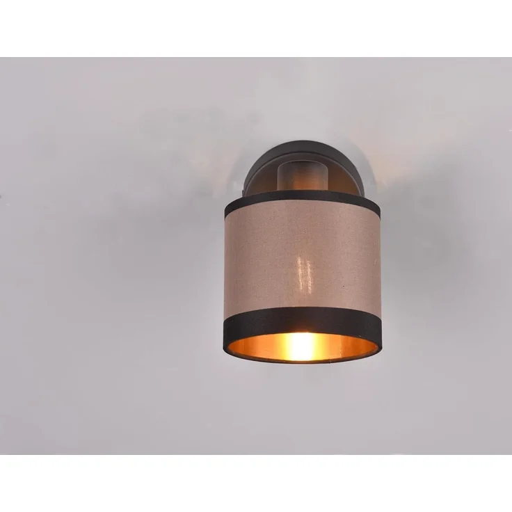Wandstrahler DAVOS mit Schalter & Stoffschirm Taupe / Gold, Breite 12cm – Bild 5