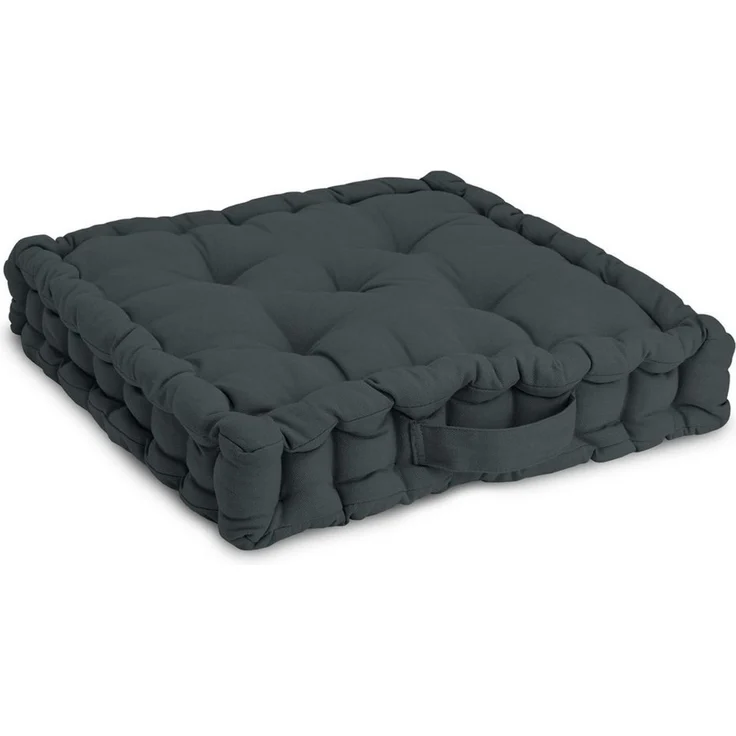 Beautissu Stuhlkissen Mila Bodenkissen, 50x50cm, Anthrazit, Sitzkissen, 100% Baumwolle, Indoor & Outdoor, exzellenter Komfort und Stil, praktischer Tragegriff – Bild 1