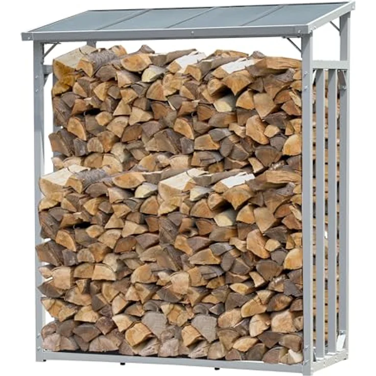 Quick Star Kaminholzregal ALU Kaminholzregal 130x70x185 cm, BxTxH:130x70x185 cm, Wetterschutz inklusive – Bild 7
