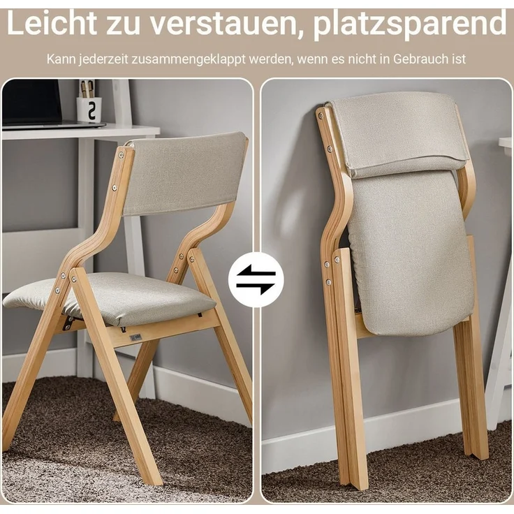 SoBuy Klappstuhl FST40, Küchenstuhl, Esszimmerstuhl, Holzstuhl, Faltbar, Küche, Büro, Küchenstuhl mit gepolsterter Sitzfläche und Lehne – Bild 2