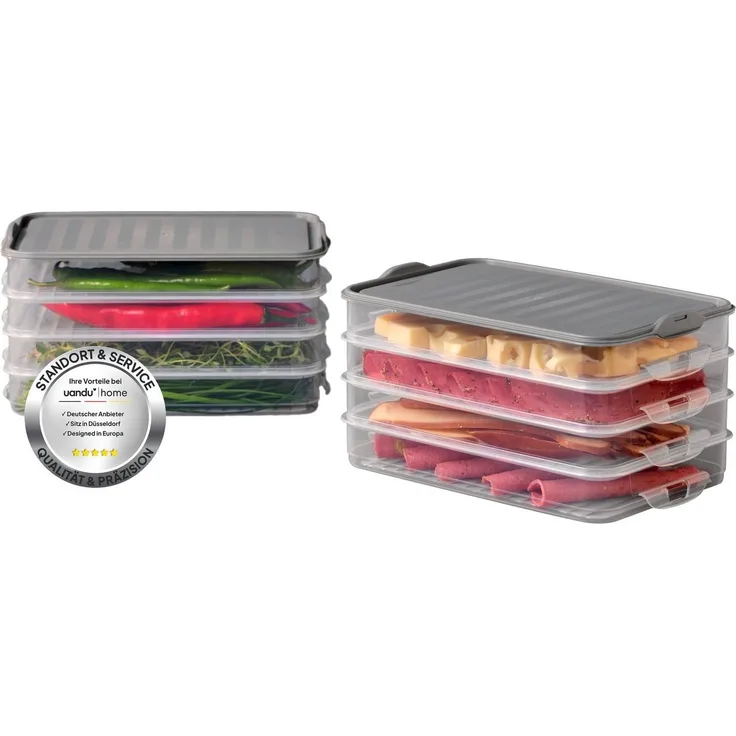uandu home Frischhaltedose Aufschnittboxen für Kühlschrank, Wurst Aufbewahrung Kühlschrank, (Aufschnittbox Stapelbar, Kühlschrank Organizer, BPA Frei Kunststoff, Frischhaltedosen mit Deckel, Aufschnittdosen), BPA Frei, Dishwasher Safe, Reusable