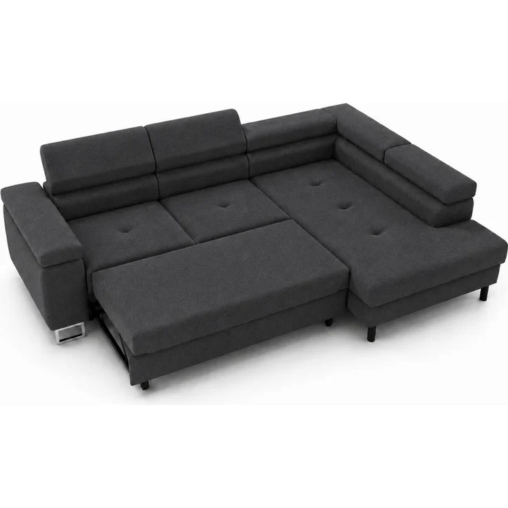 KRISAN MÖBEL Ecksofa L-Form ALVARO in Dunkelgrau 275 x 90 x 202 cm mit Schlaffunktion und Bettkasten Rechts – Bild 2
