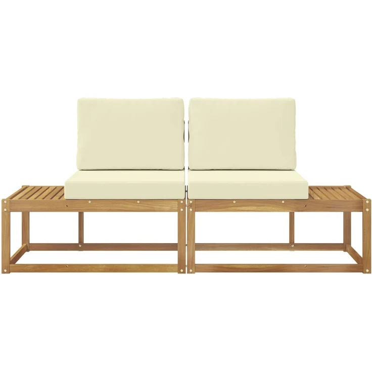 vidaXL Outdoor End Sofa mit Kissen 2 Stück Weiß Massivholz Akazie 901483 – Bild 3
