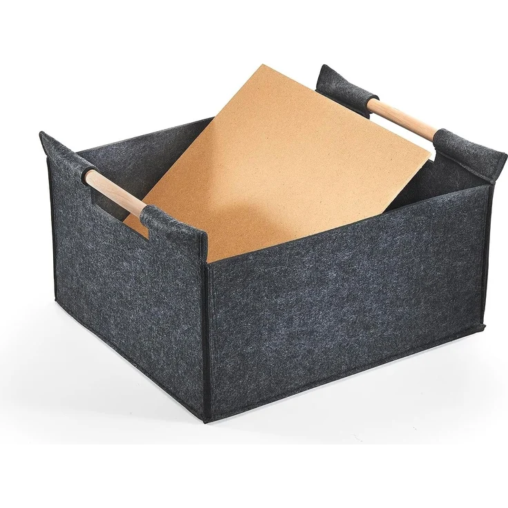 Kobolo Kaminholzkorb Holztrage Holzkorb Feuerholzkorb aus Filz, mit Holzgriffen – Bild 7